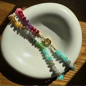 Multi-Colour Beaded Necklace with Gold Finish Clasp